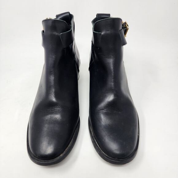 Miista Ankle Bootie Women 10 Clarissa Marbled Acrylic Heel Black Leather Buckle - Picture 4 of 13